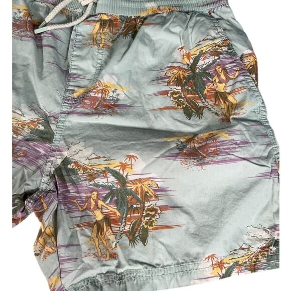 Cotton On Men’s Beach Shorts Large Hawaiian Print Elastic Waist Drawstring Swim - Picture 3 of 9